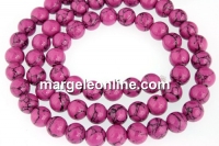 Margele haolit sintetic, rotund, mov vintage, 6mm