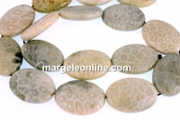 Margele coral fosil, oval, 25x18mm