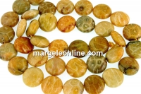 Margele coral fosil, disc, 10mm
