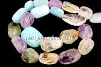 Margele mix: citrin, ametist, prehnit, acvamarin, 14-20x7-11mm