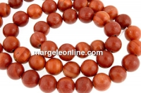 Margele jasp rosu wood lace, round, 6mm