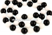 Margele agate alb-negru, rotund, 6mm