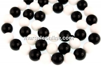 Margele agate alb-negru, rotund, 8mm