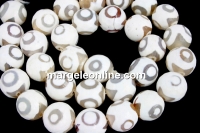 Margele agate pictate manual cu solutie din orez, tibetan style, 12mm