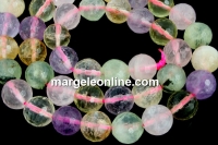 Mix cuart roz, ametist, citrin si prehnite, rotund microfatetat, 10mm