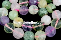 Mix cuart roz, ametist, citrin si prehnite, rotund microfatetat, 14mm