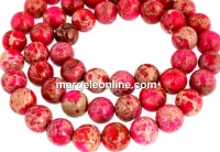 Margele jasp imperial, roz ciclam, rotund, 8mm