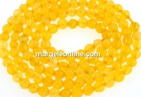 Margele agate, rotund fatetat, galben, 3mm