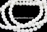 Margele agate,  rotund fatetat, alb, 3.3mm