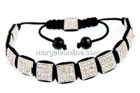Bratara cu 12 margele shamballa patrate, crystal - x1