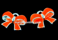 Charm metalic emailat, fundita, portocaliu neon, 12mm - x5