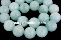 Margele acvamarin natural, A+ grade, rotund, 12.5mm