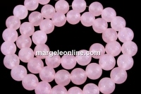 Margele jad, rotund, roz opalescent, 8mm
