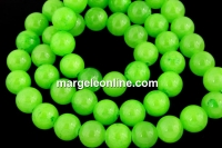 Margele jad,, rotund, verde neon, 8mm