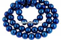 Margele hematit albastru cobalt, rotund, 6mm