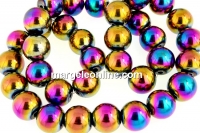 Margele hematit multicolor, rotund, 12mm