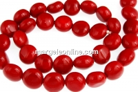 Perle tip Mallorca, disc, rosu intens, 12x8.5mm