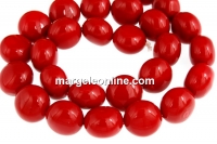 Perle tip Mallorca, disc, rosu intens, 13.5x10mm