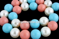Perle tip Mallorca, rotund, multicolor, 14mm