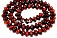 Margele ochi de tigru rosu, rondela disc, 8x5mm