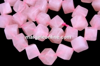 Margele cuart roz, cub neregulat, 8x6mm