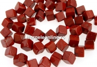 Margele jasp rosu, cub neregulat, 8x6mm