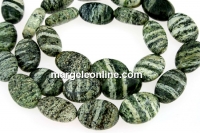 Margele serpentinit argintiu, oval plat, 14.5x10mm