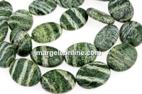 Margele serpentinit argintiu, oval plat, 20x16mm