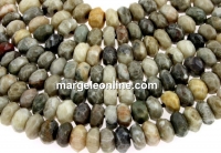 Margele coral fosil, rondele fatetate, 6x3.5mm