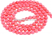 Coral beads, pink, round, 4mm