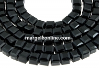 Margele cristal, cub, negru, 4.4mm