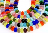 Margele ochi de pisica, rondele, multicolor, 8x5mm