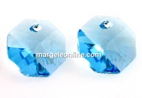 Swarovski, pandantiv octogon, aquamarine, 14mm - x1