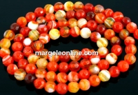 Margele din agate dantelate, rotund fatetat, 4mm