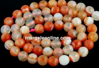 Margele agate dantelate, rotund fatetat, 6mm