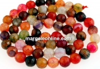 Margele agate dragon vein, multicolor, rotund fatetat, 6mm
