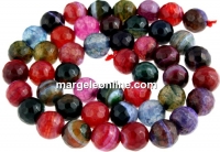 Margele agate dragon vein, multicolor, rotund fatetat, 8mm
