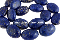 Margele turcoaz cu insertie de pirita, oval plat, 25x18mm