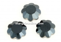 Swarovski, cabochon hotfix floare, jet hematite, 7mm - x2