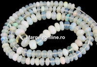 Margele opal natural alb translucent cu irizatii, rondele, 4.5-7mm