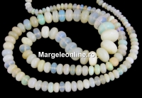 Margele opal natural ivory translucent cu irizatii, rondele, 3-8.5mm