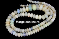 Margele opal natural ivory translucent cu irizatii, rondele, 3.5-8mm