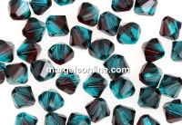 Swarovski, margele bicone, burgundy-blue zircon, 4mm - x20