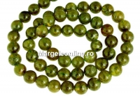 Margele granat grosular oliv natural, rotund, 7mm