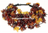 Bratara cu margele chihlimbar natural, chips, 5-7.5mm