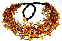 Colier cu margele chihlimbar natural, chips, 6-14mm