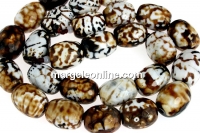 Agate, crab fire, faceted rounded tube, intense brown, 18x14mm