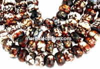 Margele agate crab fire, rondela fatetata, 14x8-9mm