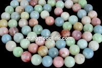 Margele morganit natural, multicolor, grad A, rotund, 10mm