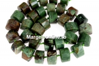 Green jasper, faceted triangle, 15.5mm